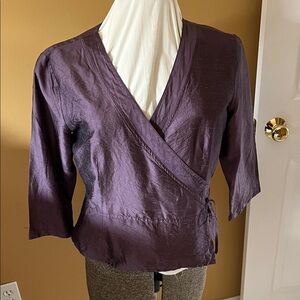 J. Jill Deep Plum Wrap Blouse